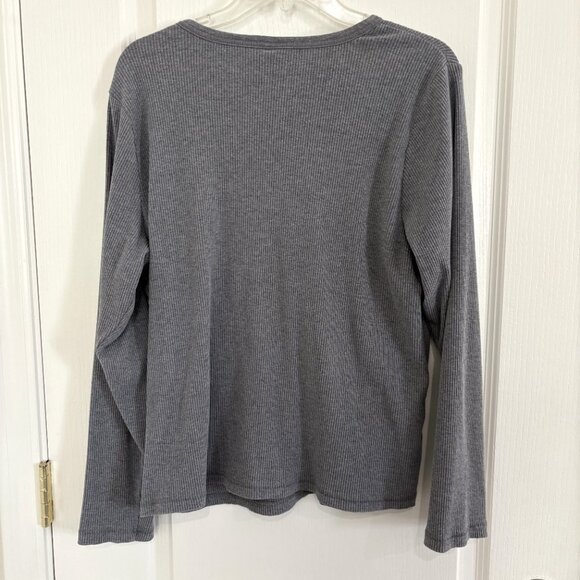 Old Navy Fitted Long Sleeve Rib Knit Henley Top Light Gray Size XXL - Picture 4 of 6